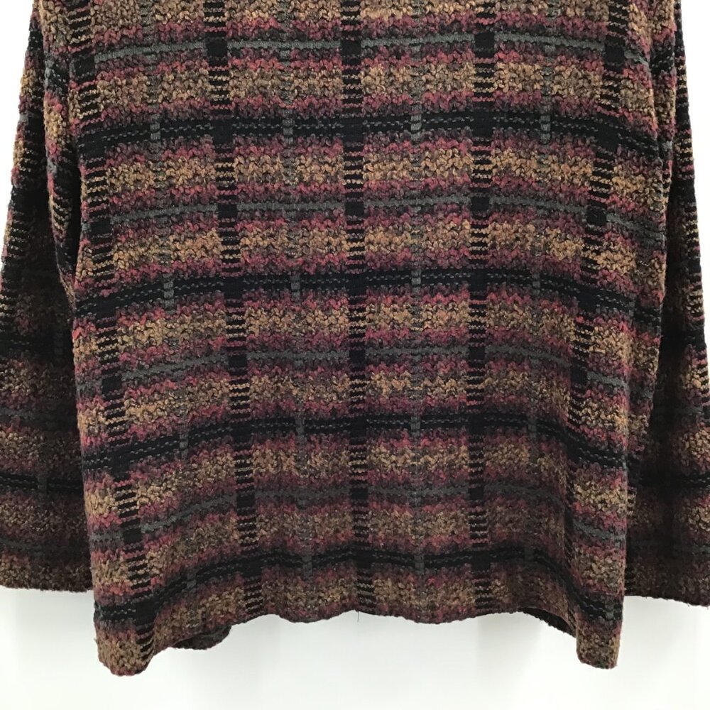 Vintage 1990s Plaid Blazer 3X Grunge Brown Red Jewel Neck Long Sleeve Office USA - Picture 6 of 8